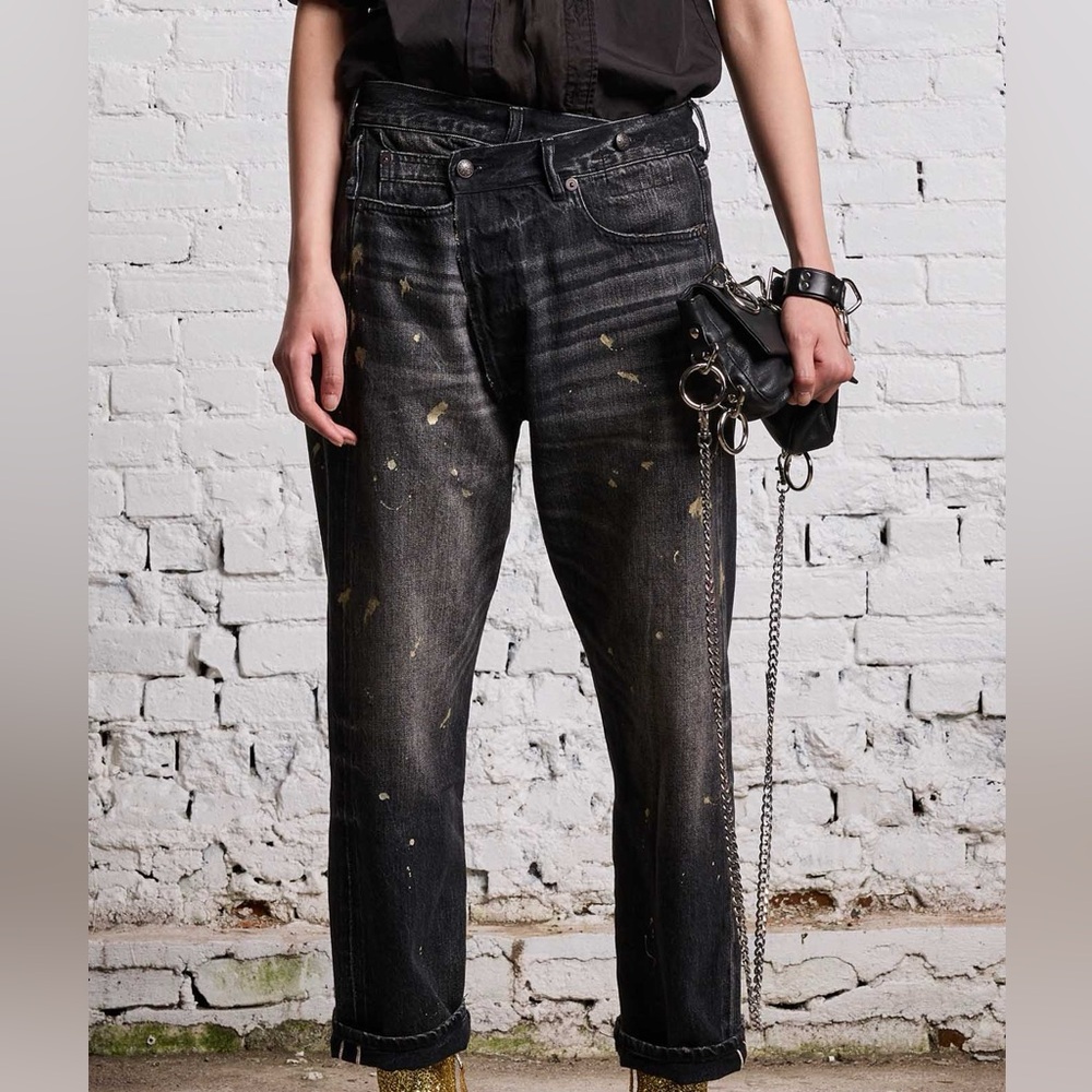 R13 Gold Splatter Crossover Jean, Eton Selvedge black, 26 - Picture 4 of 16